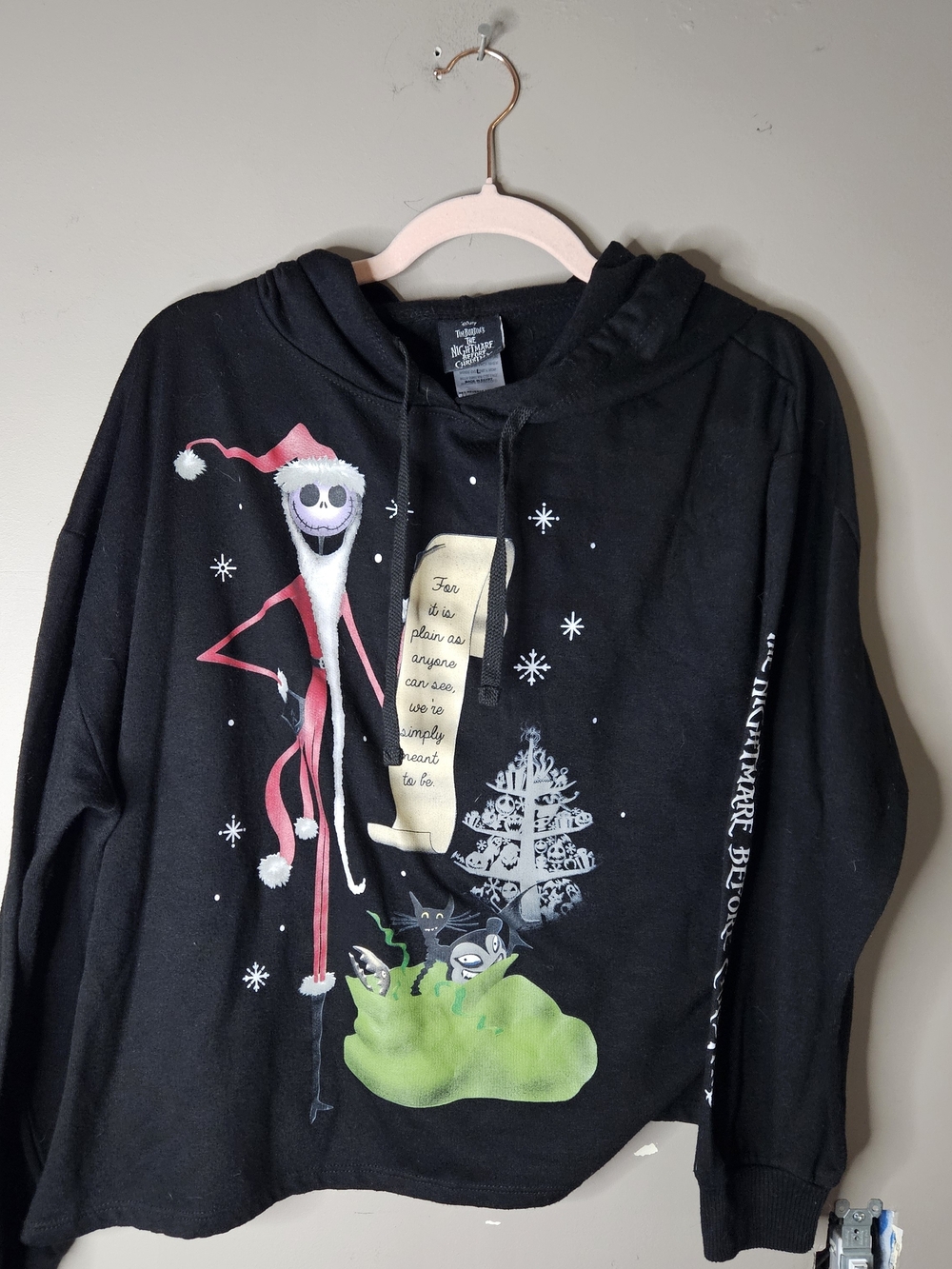 Nightmare Before Christmas Black Jack Skellington Hoodie Sweater Size L